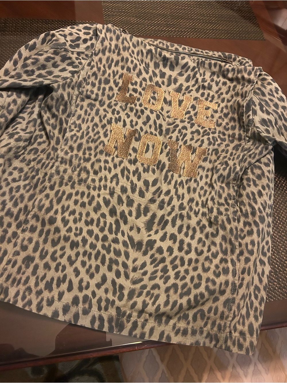 Adding and Voltaire jacket coat leopard Gold 'LOVE NOW' Accent M RARE